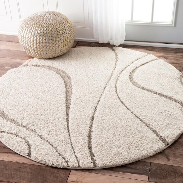 Modern Rug 4Ft Round Contemporary Abstract Rug Geometric Area Rug Carpet  for Bedroom Nonslip Circle Rugs Artistic Faux Wool Rug 4'x4' Shaggy  Farmhouse