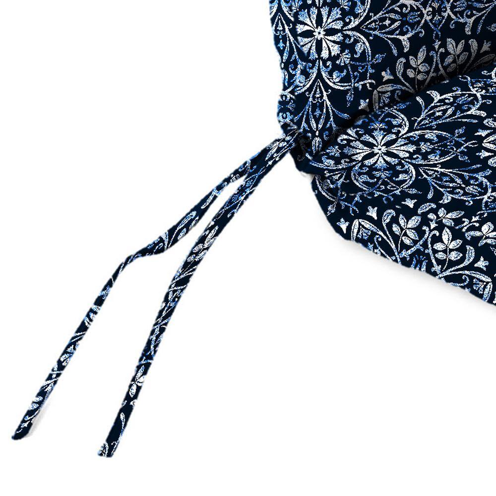 Dresden Midnight Navy Damask Rectangular Outdoor Chair Cushion