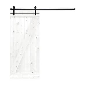 Z-Bar Serie 36 in. x 84 in.  White Stained Knotty Pine Wood DIY Sliding Barn Door with Hardware Kit