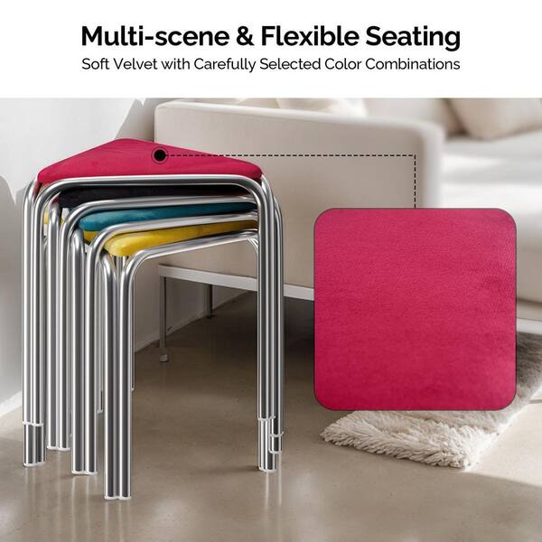 Karl home 18 in. H Mutli-Color Metal Frame Velvet Padded Seat