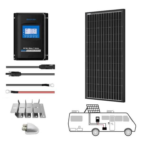200-Watt Black Monocrystalline OffGrid Solar Power Kit, 1 x 200-Watt Solar Panel with 30A MPPT Charge Controller