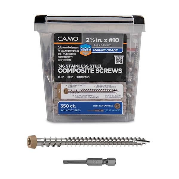 #10 2-1/2 in. 316 Stainless Steel Star Drive Tan Composite Deck Screws (350-Count)