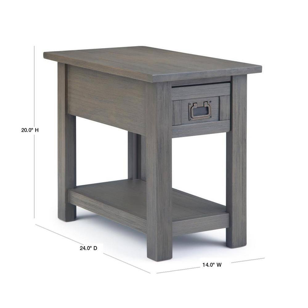 Farmhouse Grey Monroe Rustic Acacia Wood Side Table with Storage