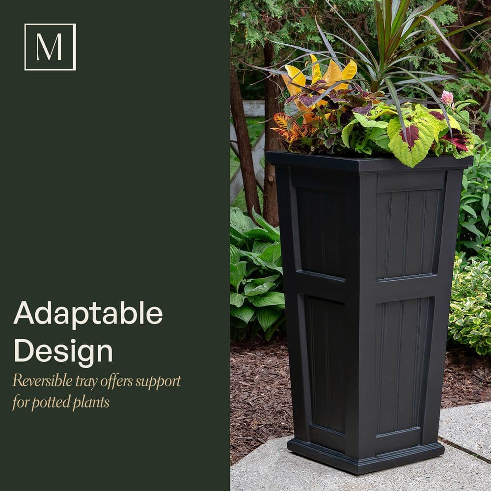 Cape Cod 32" Black Polyethylene Self-Watering Planter