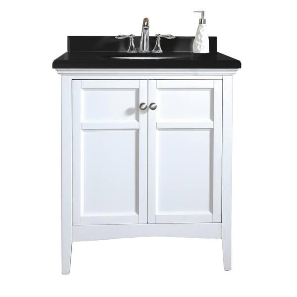OVE Decors Campo 30 in. Vanity in White Lacquer with Granite Vanity Top in Black
