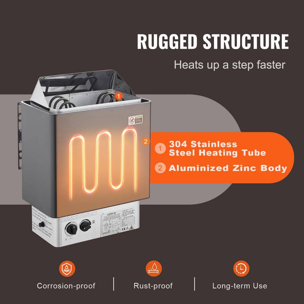 3KW Stainless Steel Electric Sauna Heater with Built-in Controls