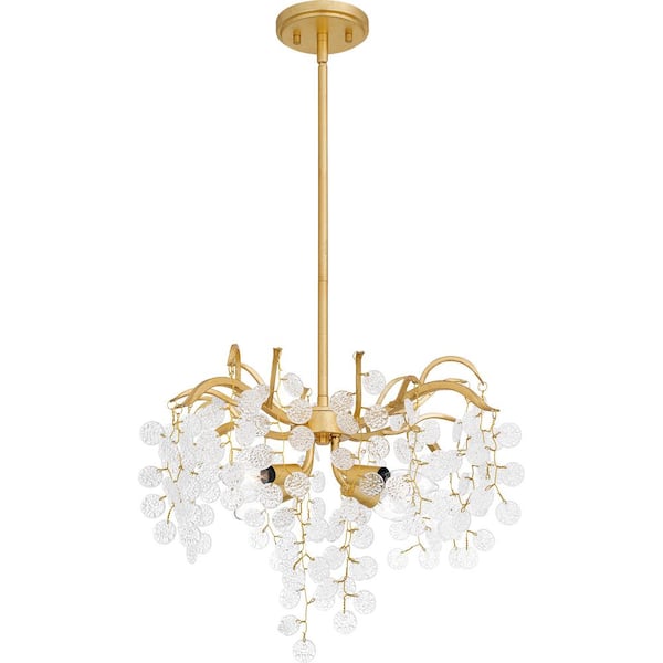 Quoizel Maple 60-Watt 4-Light Gold Leaf Pendant Light