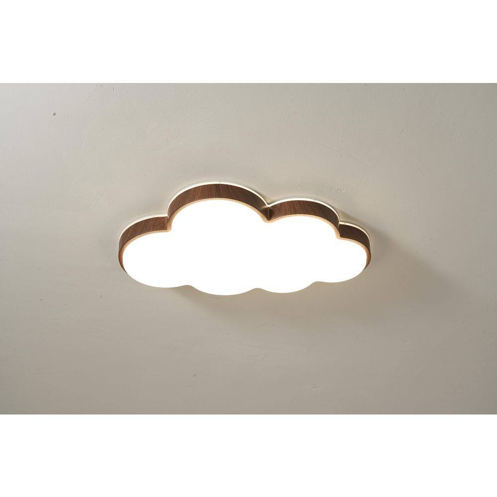 Lumin 1-Light 21.9 in.W Cloud LED Flush Mount Light with Walnut Wood-Look Finish for Kids' Rooms, Living Rooms price history on PriceWatchPro