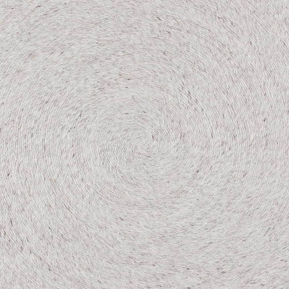 Gray Round Hand-Tufted Wool Reversible Rug