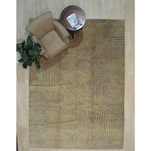 Brown 8 ft. x 10 ft. Handmade Wool Transitional Ningxia Rug Area Rug