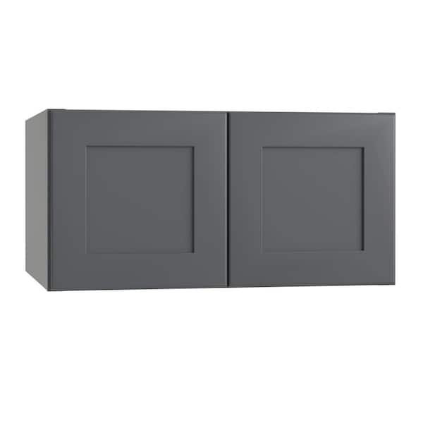Home Decorators Collection Newport 30 in. W x 24 in. D x 15 in. H Assembled Plywood Wall Bridge Kitchen Cabinet in Deep Onyx with Soft Close