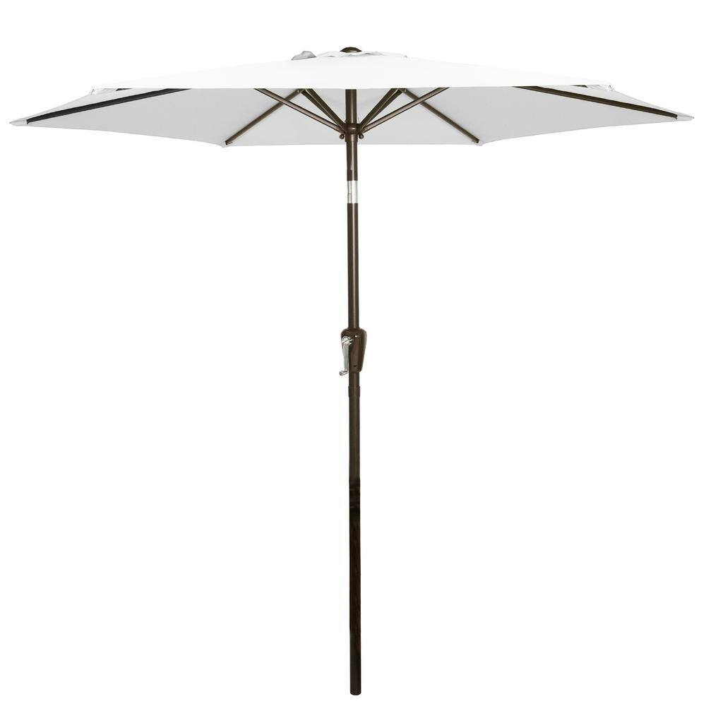 7.5 ft. Grey Patio Umbrella Outdoor Table Market Umbrella with Push Button 