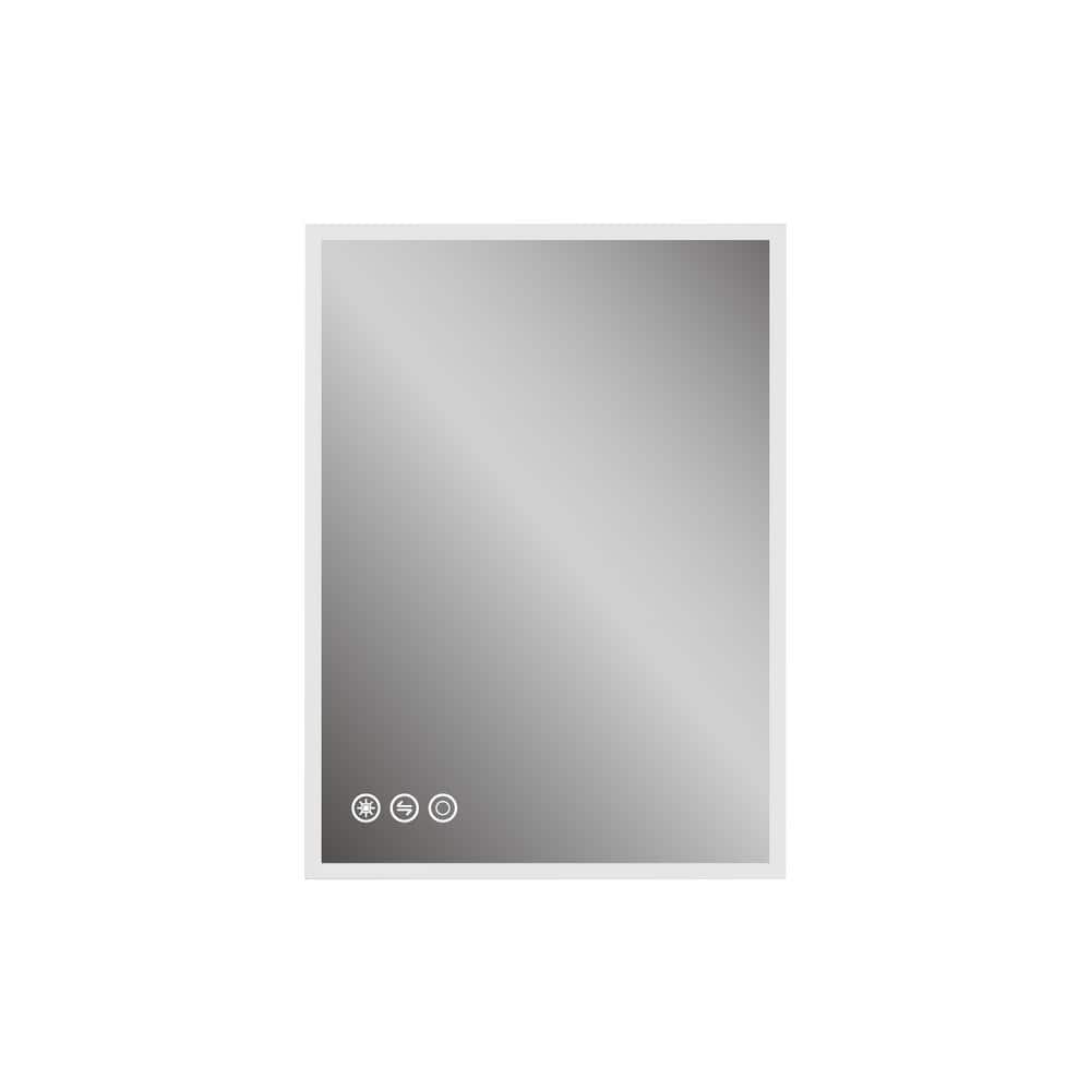 FORCLOVER 24 in. W x 36 in. H Medium Rectangular Frameless LED Lighted Wall Mount Bathroom Vanity Mirror in Silver, White -  TAKLM4F1-2836