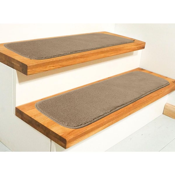 Comfortable Collection Dark Cream 7 inch x 24 inch Indoor Carpet Stair Treads Slip Resistant Backing (Set of 13)