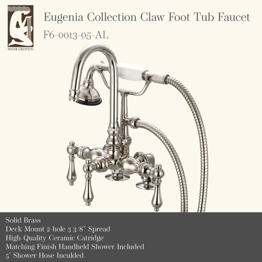 Vintage Elegance Nickel Clawfoot Tub Faucet with Porcelain Handle