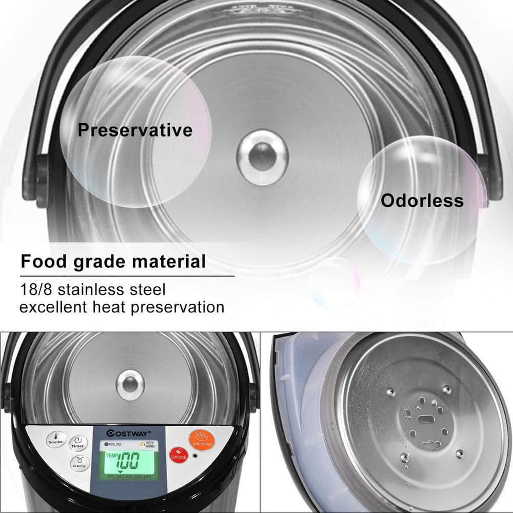 5-Liter Silver Stainless Steel Electric Hot Water Dispenser