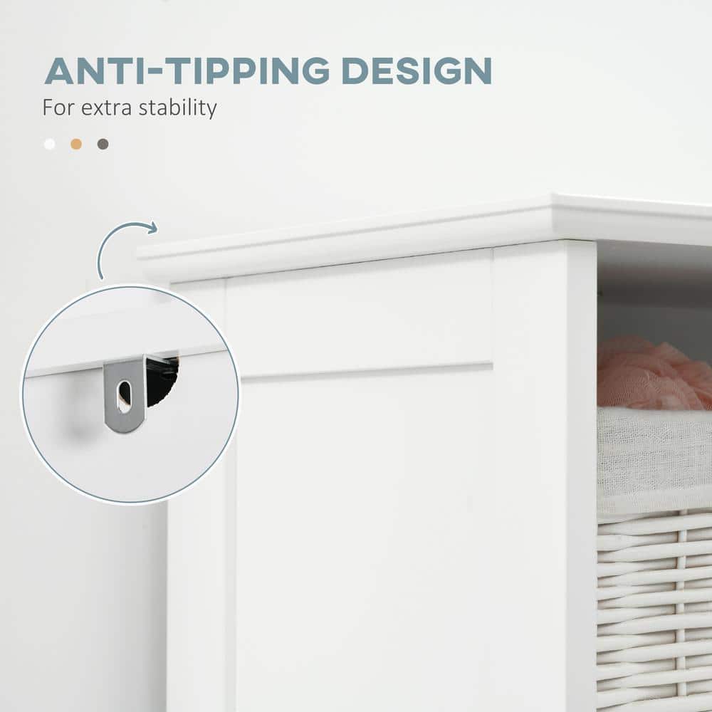 White Tall Bathroom Storage Cabinet with Adjustable Shelves