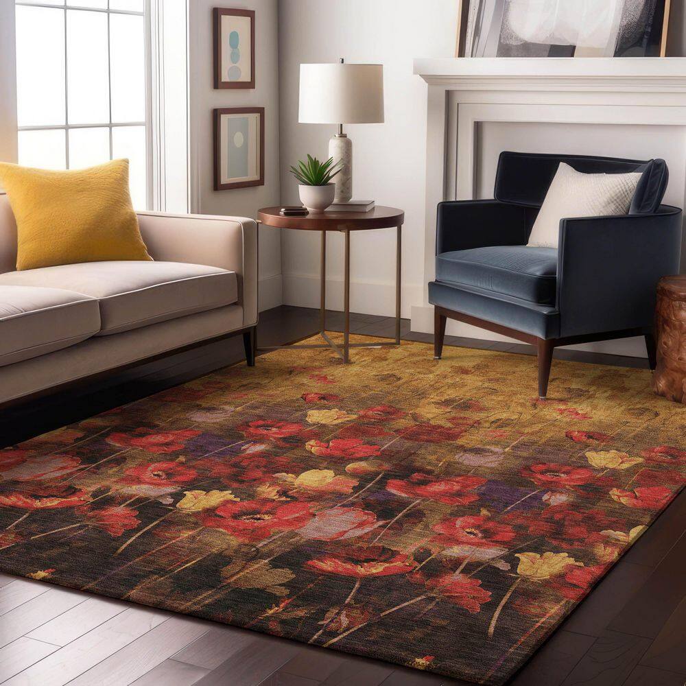 Mayfield Premium Machine Washable Abstract AMF992 Gold 5 ft. x 7 ft. 6 in. Area Rug price history on PriceWatchPro