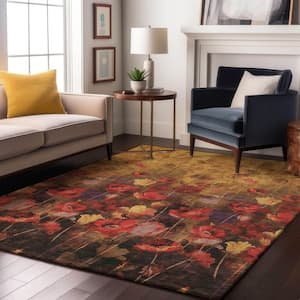Mayfield Premium Machine Washable Abstract AMF992 Gold 5 ft. x 7 ft. 6 in. Area Rug