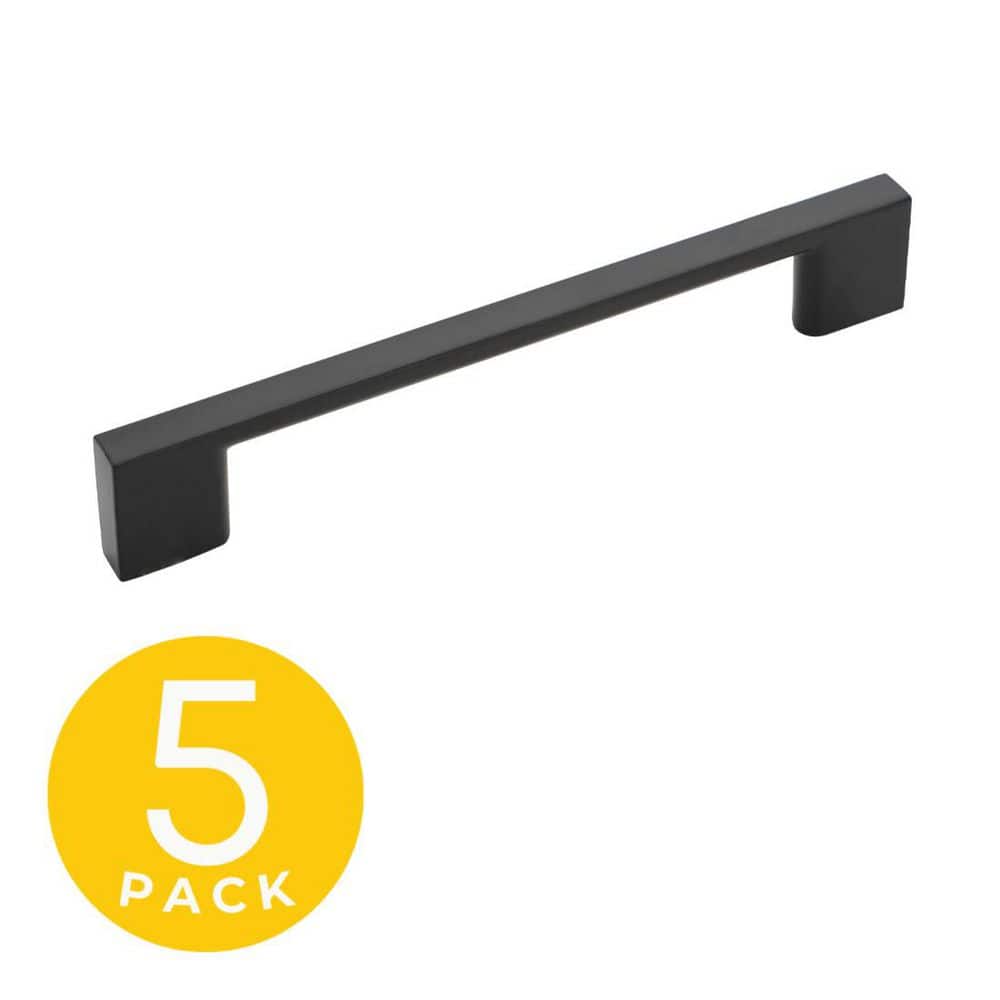 Sapphire Slim Style 5 in. (128 mm) Center-to-Center Modern Matte Black Cabinet Handle/Pull (5-Pack)