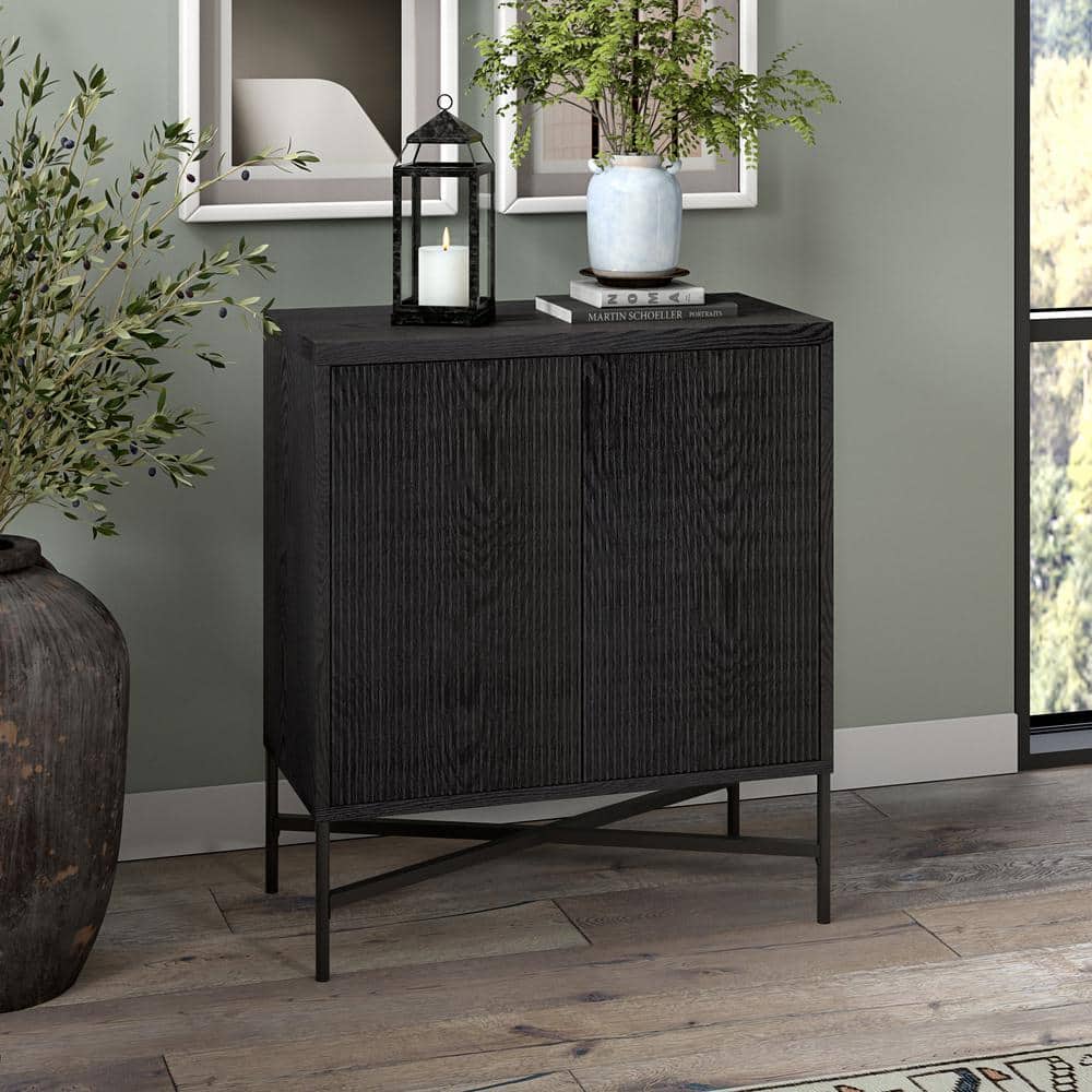 Brighton 28" Black Grain Alder Accent Cabinet with Adjustable Shelving