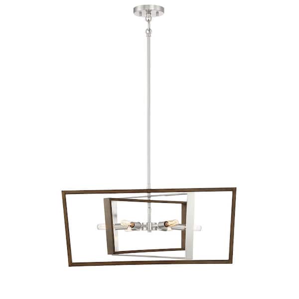 6-Light Brushed Nickel and Corona Bronze Pendant