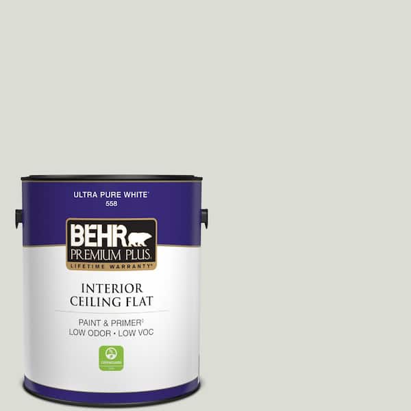 BEHR PREMIUM PLUS 1 gal. #BWC-29 Silver Feather Ceiling Flat Interior Paint