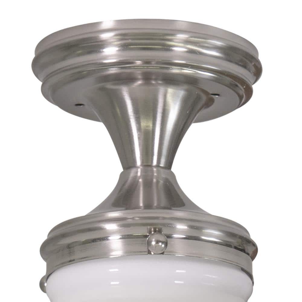 Satin Nickel Glass Semi Flush Mount Ceiling Light