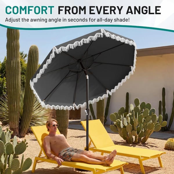 industrial patio umbrellas Heavy-Duty | 7' Vinyl or Canvas as the umbrella can Size:11ft-Squre HD Designs Outdoors Offset ebayImport