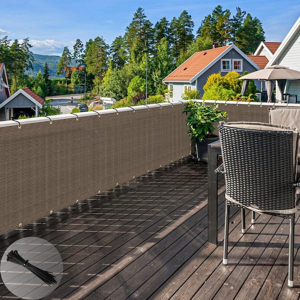 3 ft. x 50 ft. Brown Balcony Privacy Fence Screen with UV Blockage for Balcony Porch Patio Deck Yard