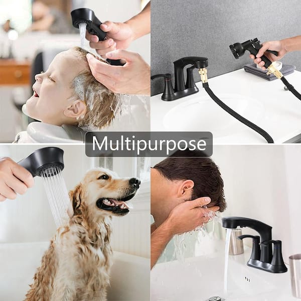 Washbasin Faucet External Shower Set Double Control Switch Bathroom  Washbasin Sink Hose Sprayer Hair Washing Handheld Shower with Retractable  Hose and Bracket 