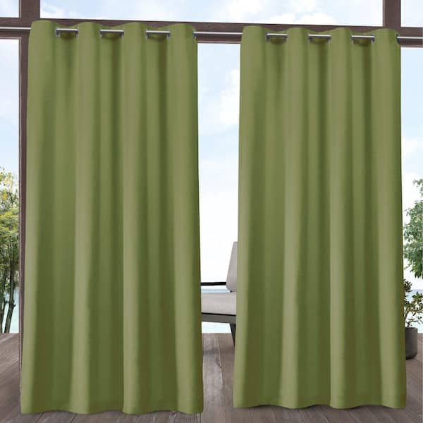 EXCLUSIVE HOME Delano Kiwi Green Solid Light Filtering Grommet Top Indoor/Outdoor Curtain, 54 in. W x 108 in. L (Set of 2)