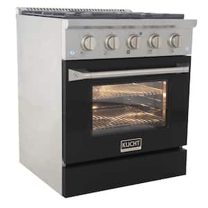 30 in. 4.2 cu. ft. Dual Fuel Range with Gas Stove and Electric Oven with Convection Oven in. Black