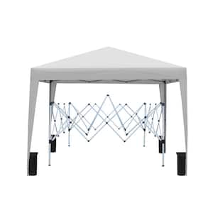 10 ft. x 10 ft. Outdoor Gray Steel Pop-Up Gazebo with 4-Pieces Weight Sand Bag and Carry Bag