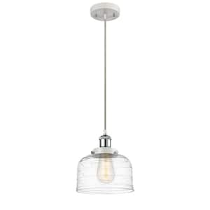 Bell 60-Watt 1 Light White and Polished Chrome Shaded Mini Pendant Light with Clear glass Clear Glass Shade