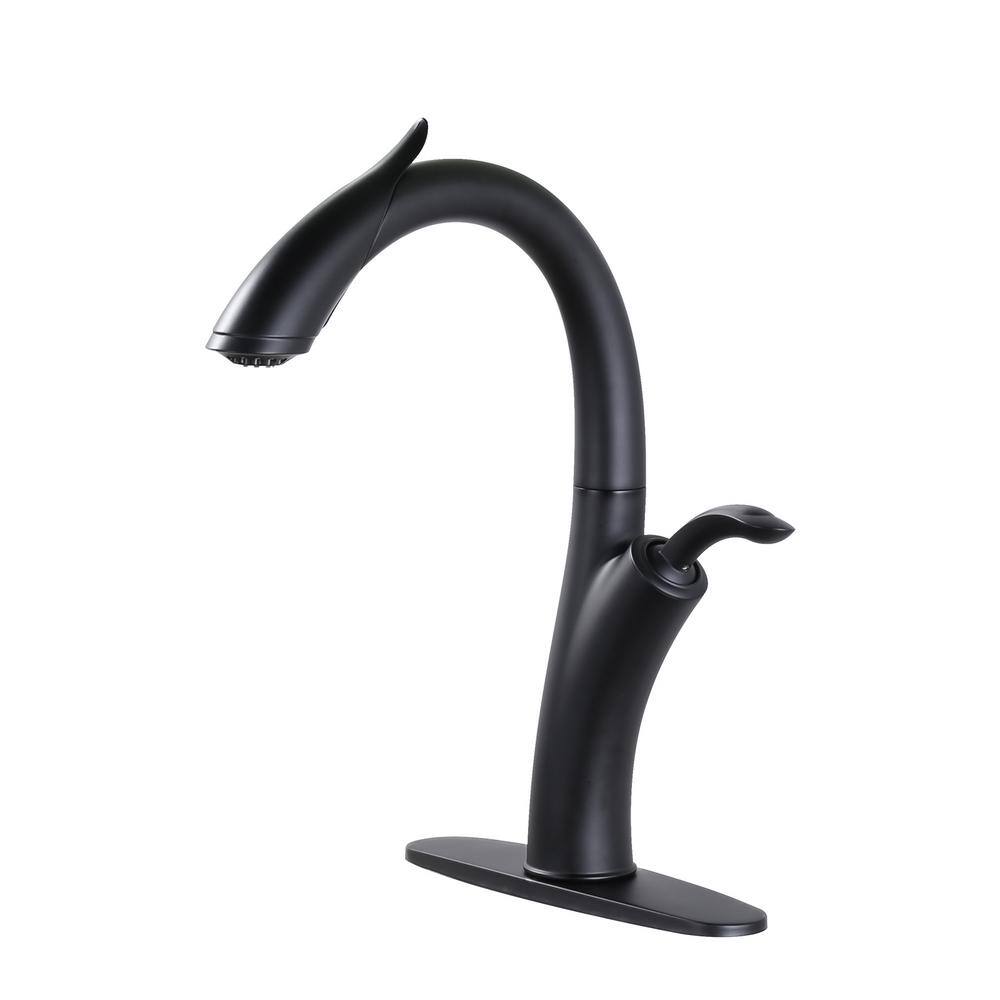 2-Mode Single Handle Pull Down Sprayer Kitchen Faucet with Reflex/Power Clean and 10 in. Deckplate in Matte Black price history on PriceWatchPro