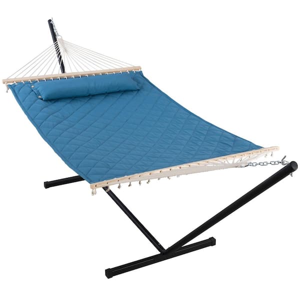 Atesun Double Hammock with Stand 12 ft. Heavy-Duty Hammock with Stand for Outdoors Indoors 450 lbs. Weight Capacity, Cloisonne