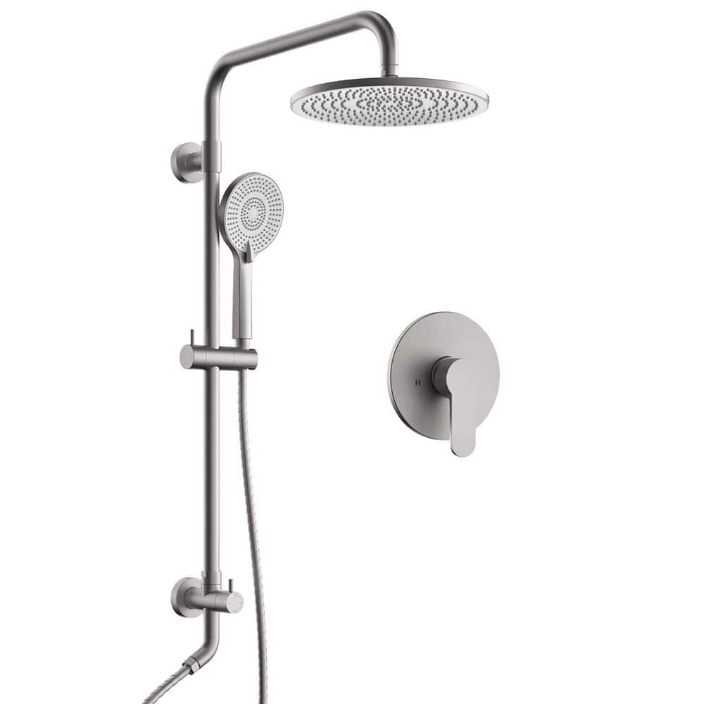 2-Spray 10 in. Wall Mount Dual Fixed and Handheld Shower Head 2.5 GPM with Adjustable Height in Brushed Nickel price history on PriceWatchPro