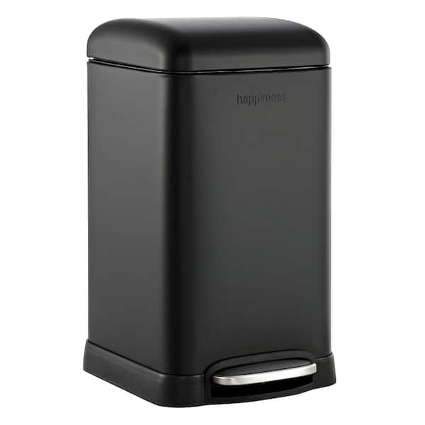 happimess Betty Retro Mini 3.2 Gal. Black Step-Open Trash Can