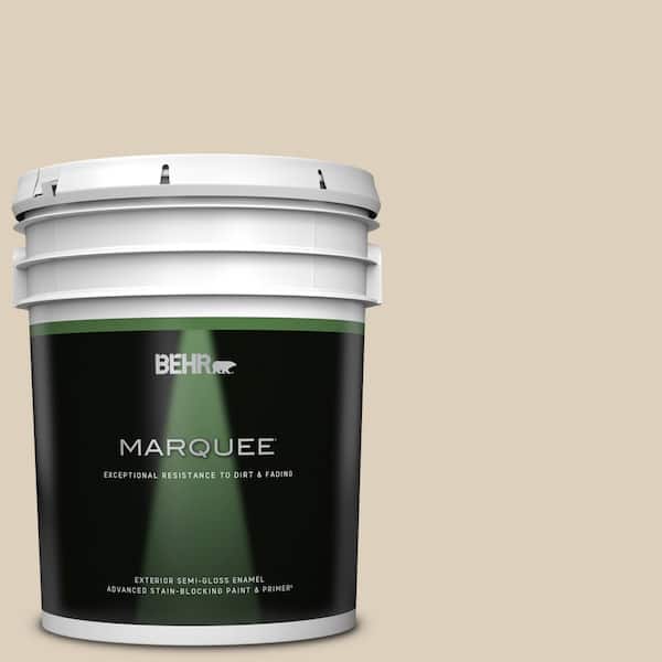 BEHR MARQUEE 5 gal. #OR-W07 Spanish Sand Semi-Gloss Enamel Exterior Paint & Primer