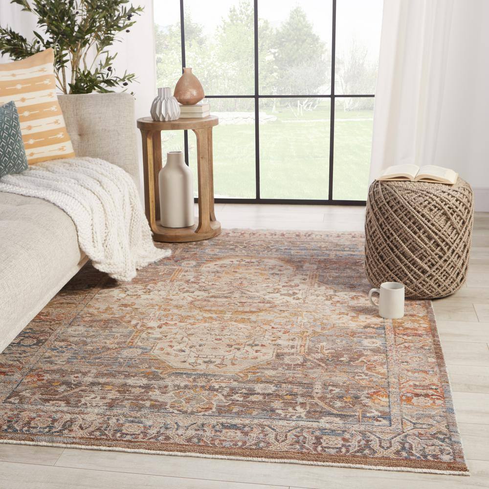 Reversible Blue Synthetic Medallion 8' x 10' Area Rug