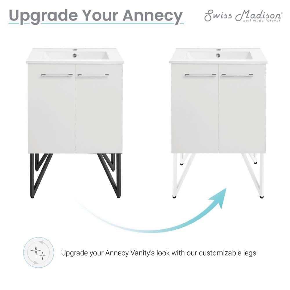 Annecy Matte White Modern Vanity Legs Set