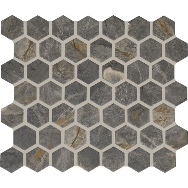 Shoregaze Sapphire 2-1/2 in. x 3 in. Matte Ceramic Hexagon Mosaic Tile Sample