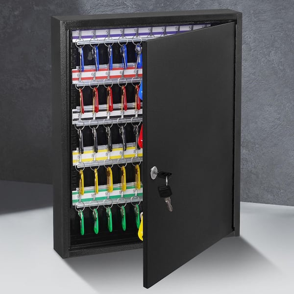 100-Key Cabinet,Security Key Storage Box Steel, Key Lock Box with Adjustable Racks, Key Organizer for School 2025 Update