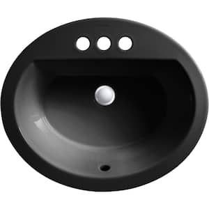 Bryant 20-1/4 in. Oval  Drop-In Vitreous China Bathroom Sink in Black Black with Overflow Drain