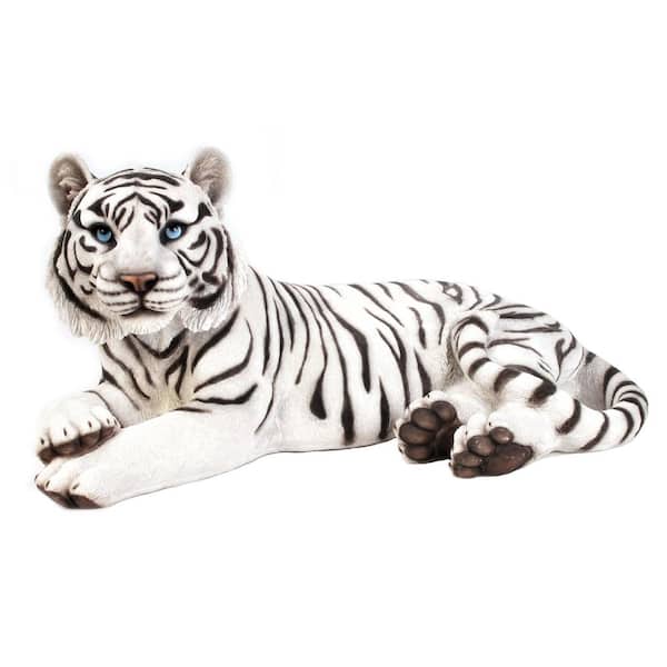 HI-LINE GIFT LTD. White Tiger Laying Down Garden Statue