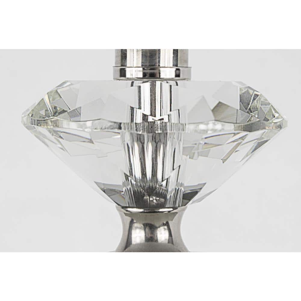Set of 2 White Crystal Table Lamps with Drum Shades