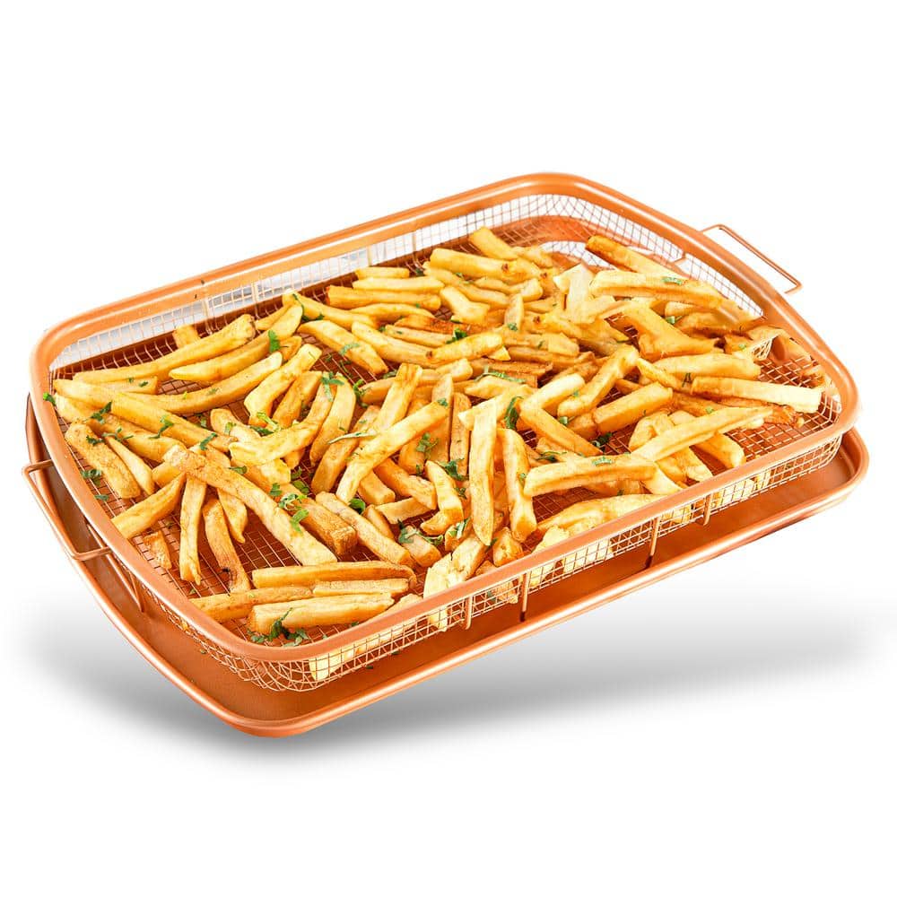 Gotham Steel Copper Nonstick Air Fryer Crisper Tray Set