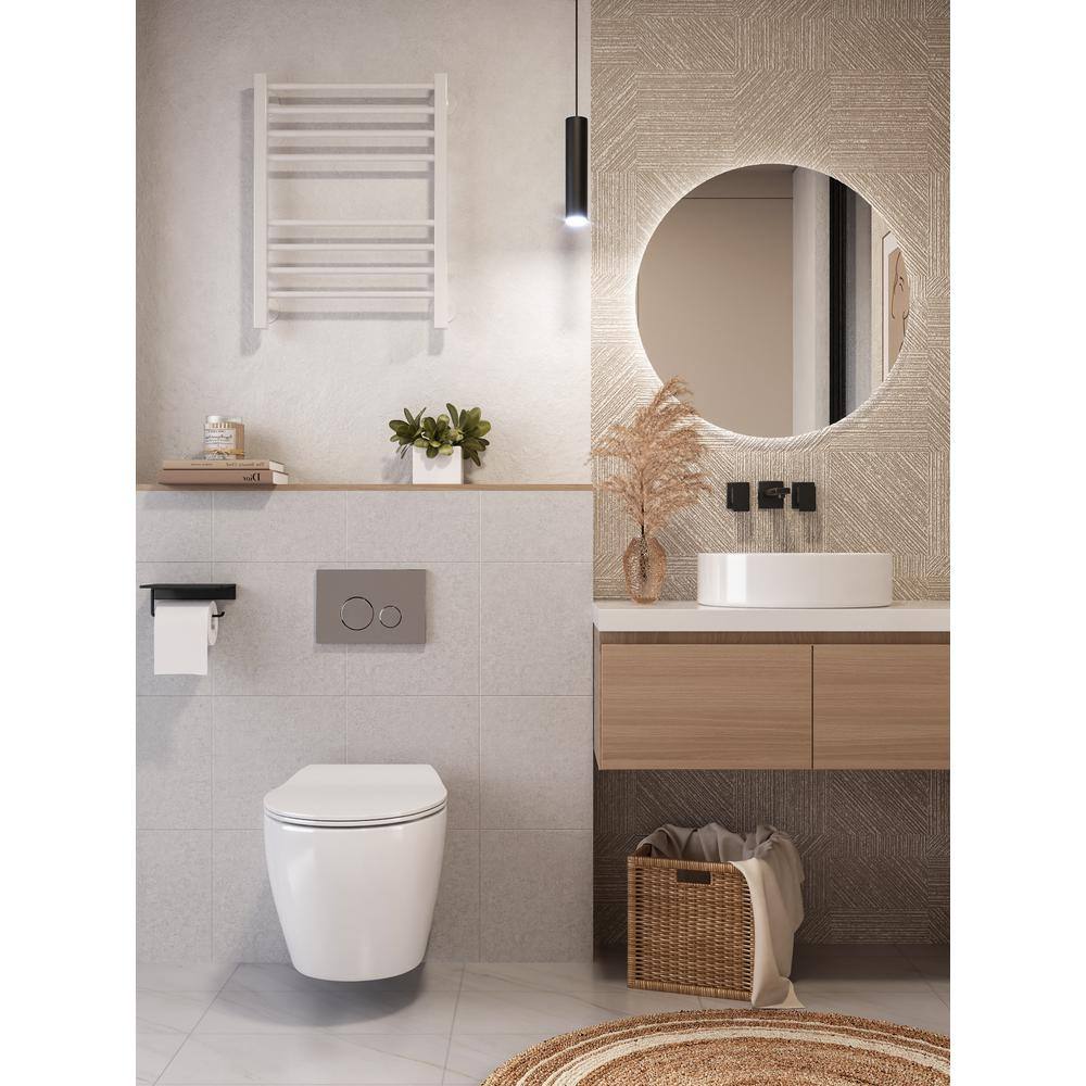 White Ceramic Elongated Wall Mounted Dual Flush Toilet