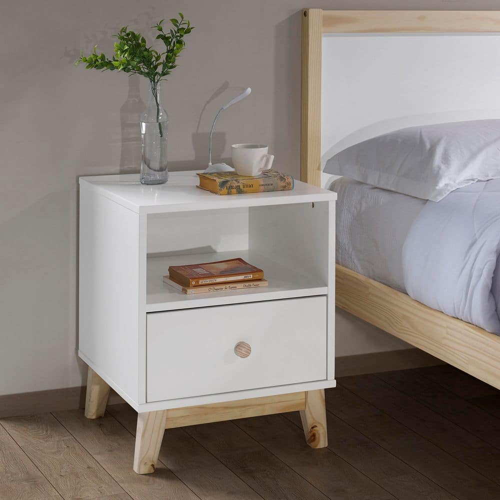 Mid-Century Modern Two-Tone 1-Drawer Nightstand
